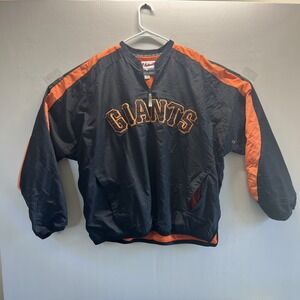 Vintage San Francisco Giants Jacket Mens XL 1/4 Zip Dugout Coach‎ Majestic Blk